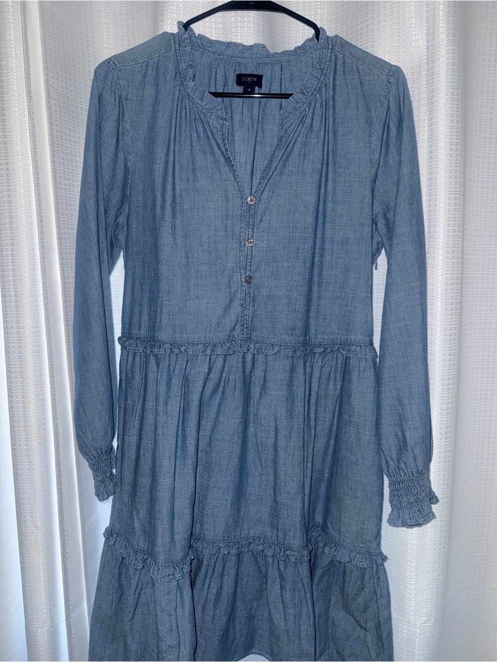 J. Crew Blue Chambray Tiered Dress size 4 women’s